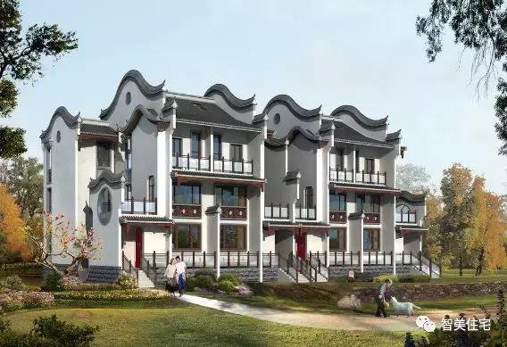 幾款徽派風(fēng)格別墅效果圖片，白墻灰瓦馬頭墻