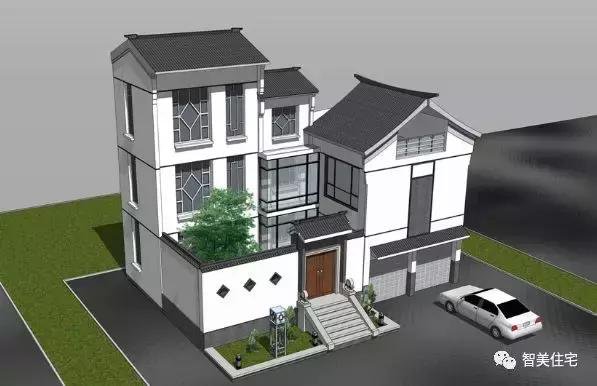 幾款徽派風(fēng)格別墅效果圖片，白墻灰瓦馬頭墻