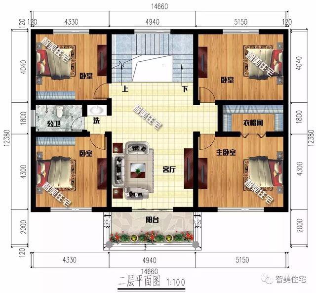14.6×12.3米三層別墅效果圖片，帶堂屋設(shè)計(jì)
