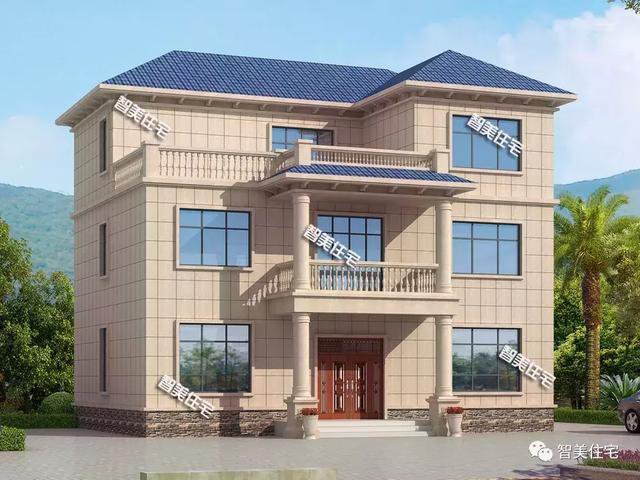 14.6×12.3米三層別墅效果圖片，帶堂屋設(shè)計(jì)