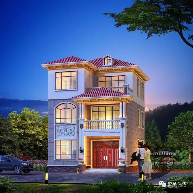 開間8-9米的三層農(nóng)村小洋樓房方案設(shè)計(jì)，戶型很實(shí)用，造價還低