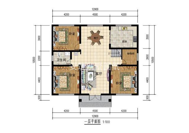 141平的一層漂亮時尚平房住宅圖片及戶型圖，20萬全部做好