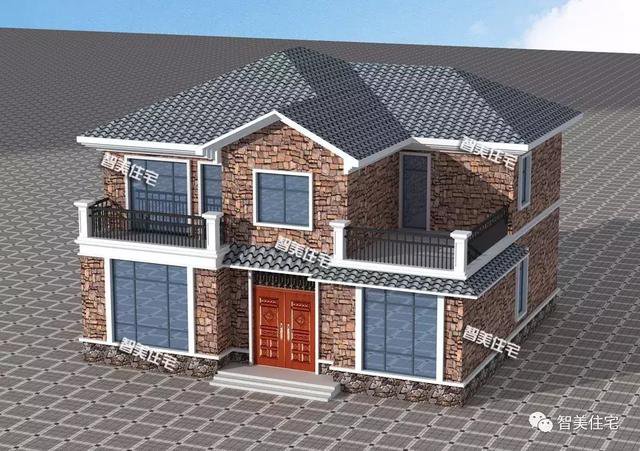 12.8×12米二層美式鄉(xiāng)村住宅戶型，主體24萬左右