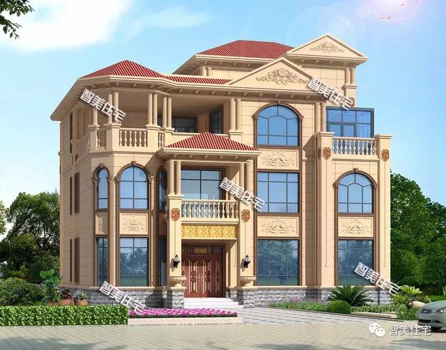 16×13.8米豪華三層半別墅豪宅戶型圖，還帶電梯