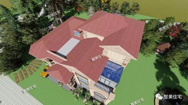 16×13.8米豪華三層半別墅豪宅戶型圖，還帶電梯