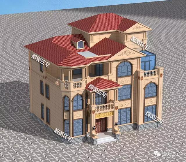 16×13.8米豪華三層半別墅豪宅戶型圖，還帶電梯