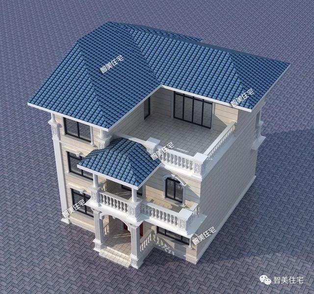 鄉(xiāng)村9.8×11.2米自建住宅方案戶型圖，配色適合農(nóng)村