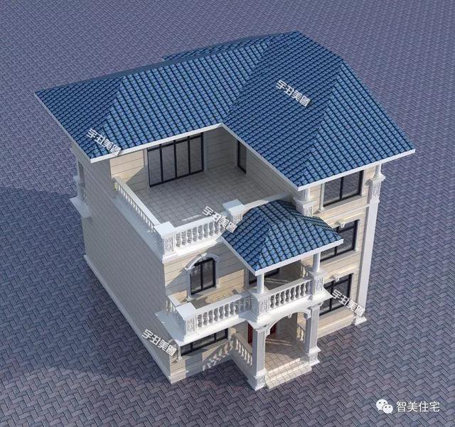 鄉(xiāng)村9.8×11.2米自建住宅方案戶型圖，配色適合農(nóng)村