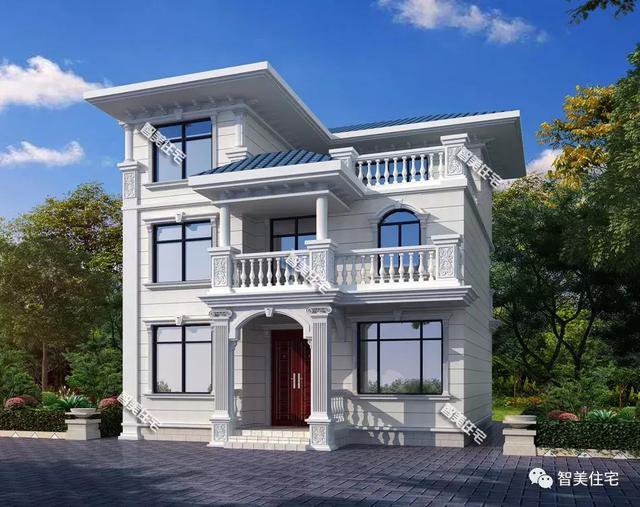 鄉(xiāng)村9.8×11.2米自建住宅方案戶型圖，配色適合農(nóng)村