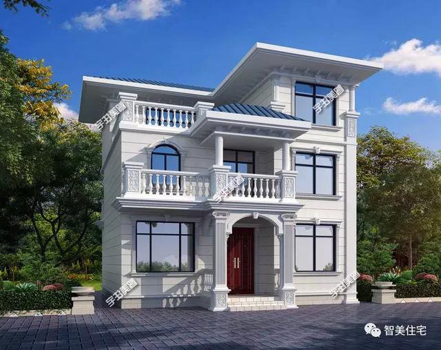 鄉(xiāng)村9.8×11.2米自建住宅方案戶型圖，配色適合農(nóng)村