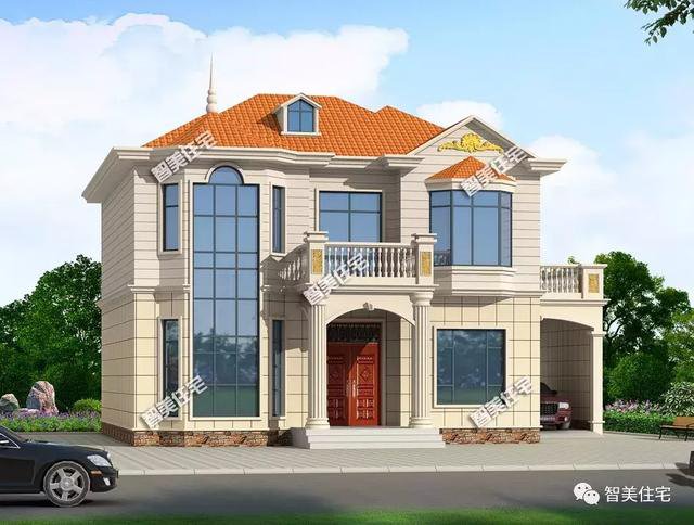 2款帶車庫的農(nóng)村住宅方案圖，外觀圖片適合鄉(xiāng)村建