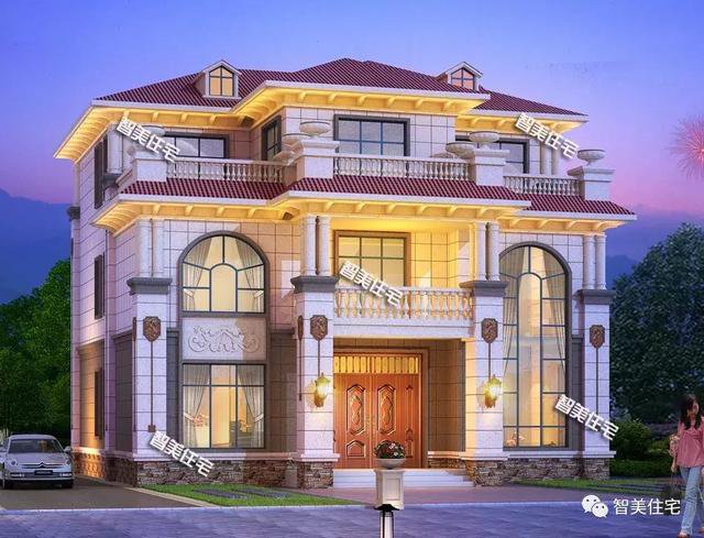 180平方米三層復(fù)式歐式高端住宅設(shè)計(jì)戶型圖，外觀很漂亮