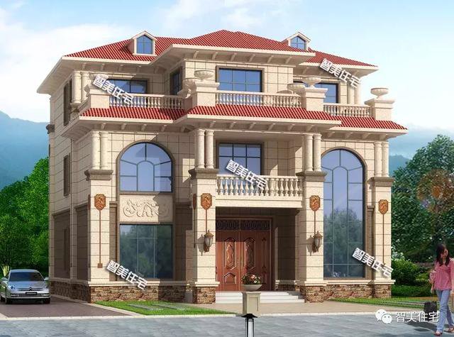 180平方米三層復(fù)式歐式高端住宅設(shè)計(jì)戶型圖，外觀很漂亮