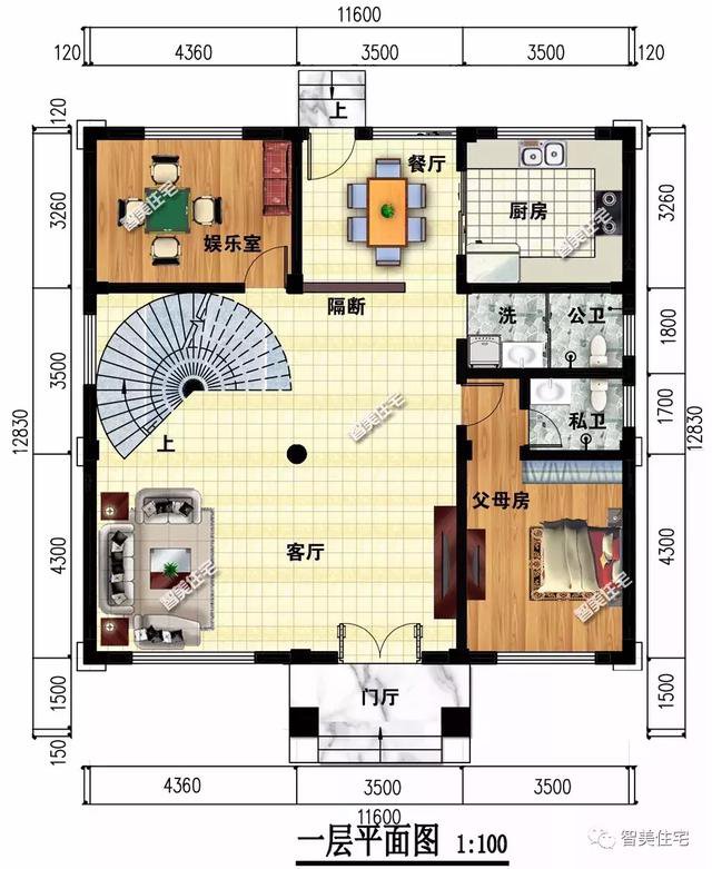 2套客廳挑空設(shè)計(jì)的豪宅戶型圖，旋轉(zhuǎn)樓梯PK普通樓梯怎么選