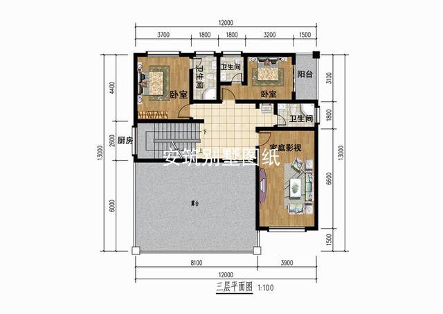 12×13帶露臺簡歐現(xiàn)代三層樓房設計，年輕人喜歡的風格