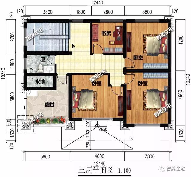 16×10米左右的三層自建房子戶型圖，還帶神位