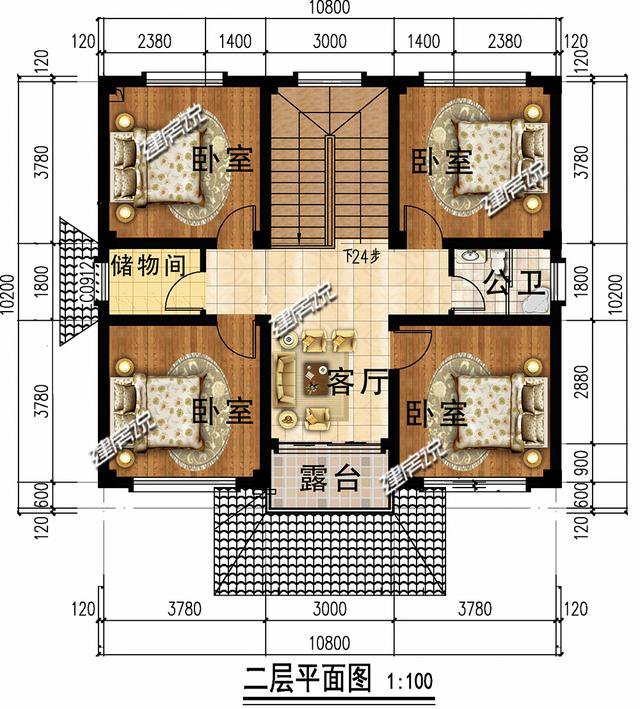 3套120平上下的農(nóng)村房子民宅設(shè)計圖，一二層的都有