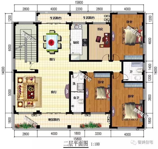 15.8×12.8米農村四層民房設計，外觀超大氣