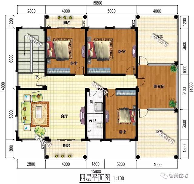 15.8×12.8米農村四層民房設計，外觀超大氣