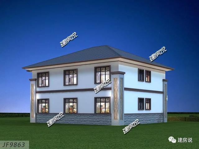 開(kāi)間16.5米進(jìn)深14米二層新中式別墅圖，回村建一棟高大上別墅