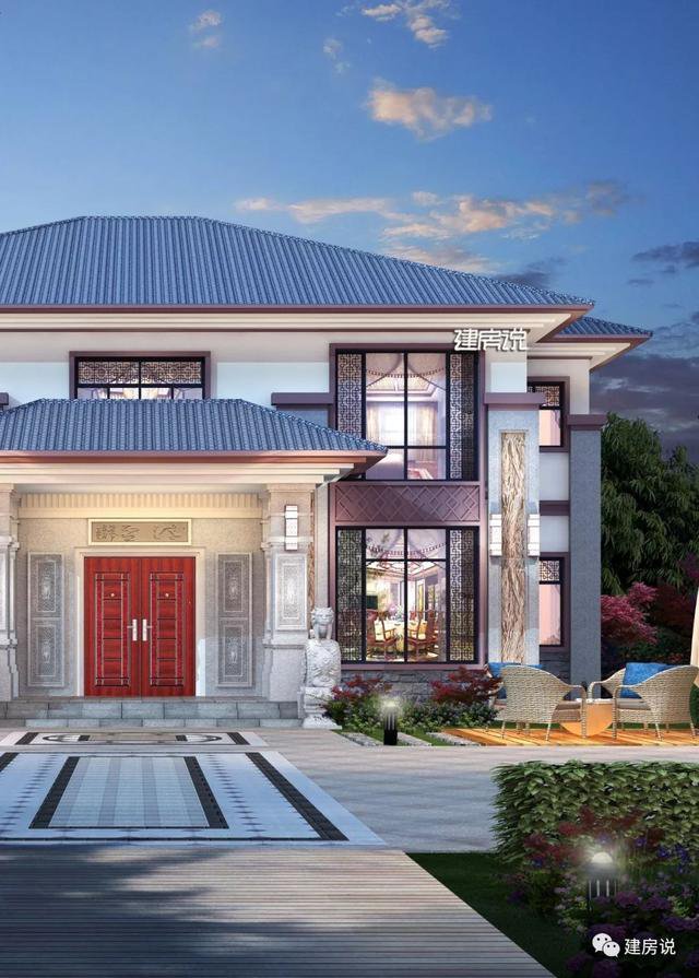 開(kāi)間16.5米進(jìn)深14米二層新中式別墅圖，回村建一棟高大上別墅