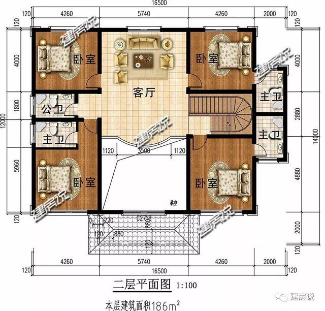 開(kāi)間16.5米進(jìn)深14米二層新中式別墅圖，回村建一棟高大上別墅