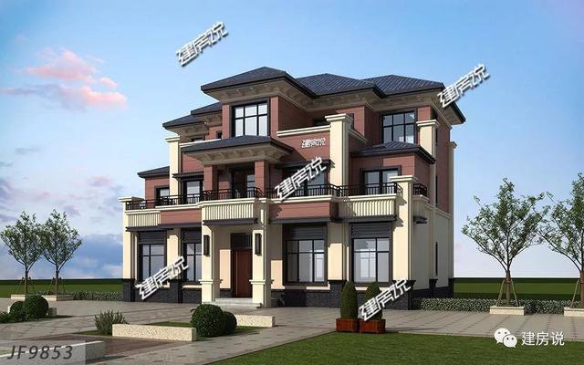 開(kāi)間16米進(jìn)深12歐式高端三層住宅戶型圖，看到的人都羨慕