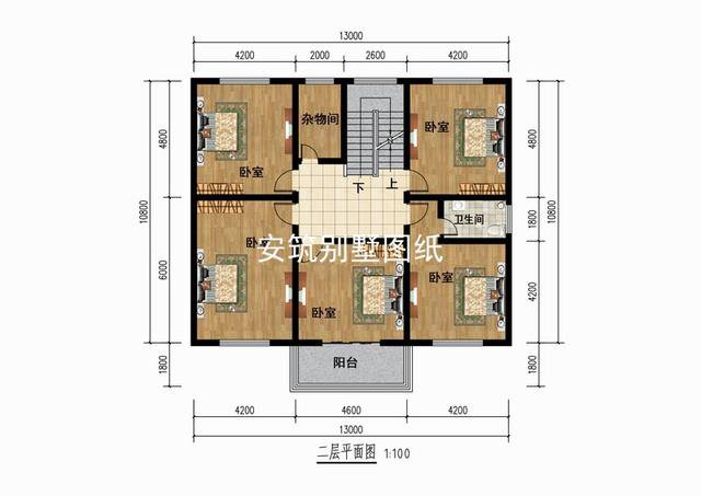 13*10米二層方正小戶型自建房戶型圖，簡易實用