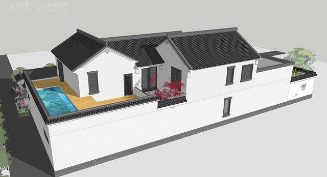 帶中式小院的農(nóng)村住宅戶型圖，住進(jìn)去肯定很愜意