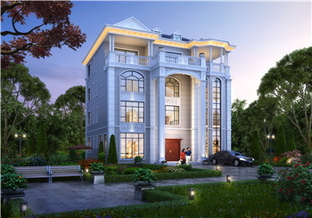新款農(nóng)村四層復(fù)式別墅設(shè)計(jì)圖紙及效果圖，外立面清新別致