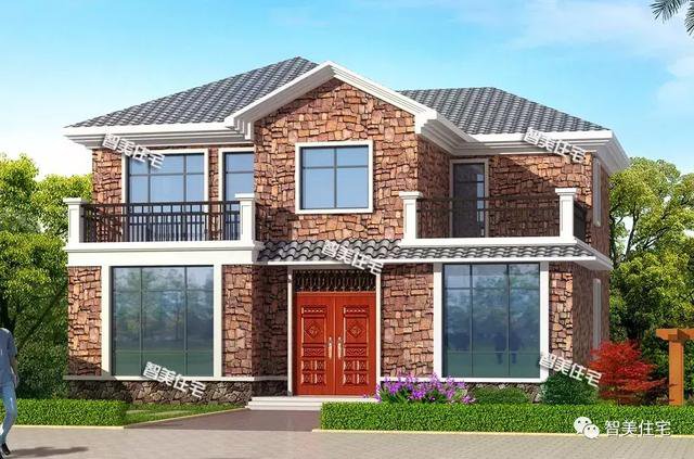 3棟外觀相似的美式別墅設計圖，外觀相似，戶型各不同