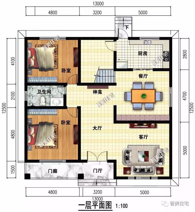 3棟外觀相似的美式別墅設計圖，外觀相似，戶型各不同