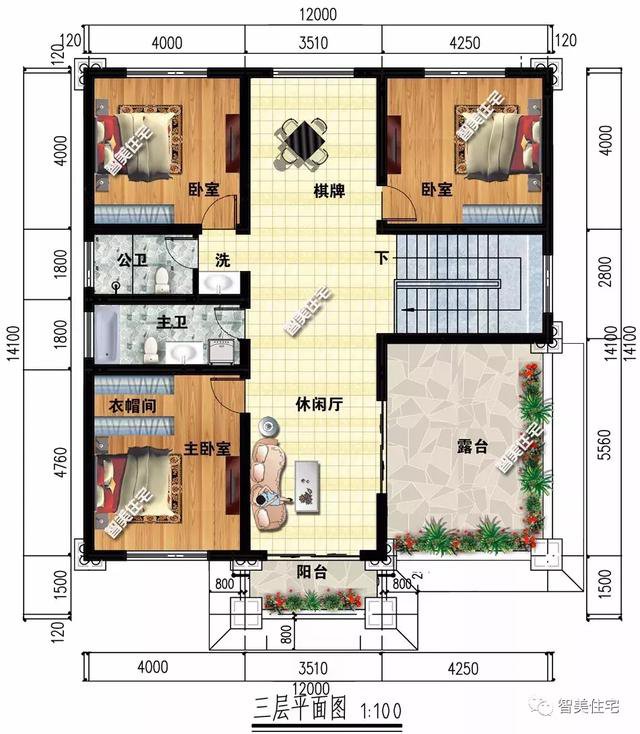 面寬12米的2棟農(nóng)村民房戶型圖，第二套最受歡迎
