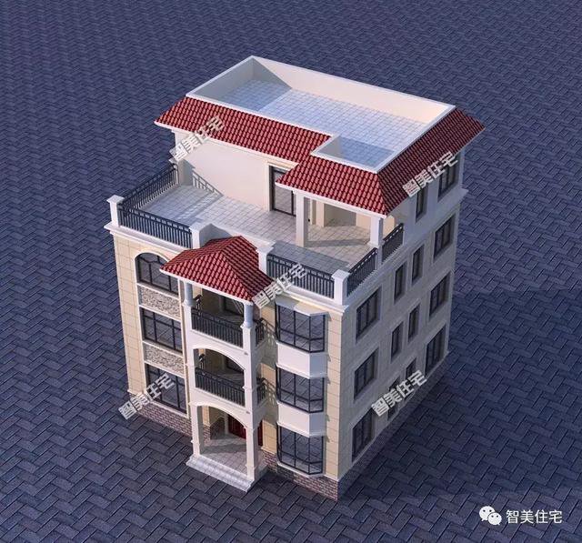 農(nóng)村四層平屋頂樓房戶型方案設(shè)計，外觀挺大氣，50萬左右