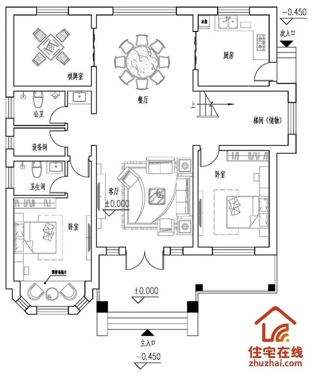 4套帶小院子的農(nóng)村住宅戶型圖，2款傳統(tǒng)，2款時尚