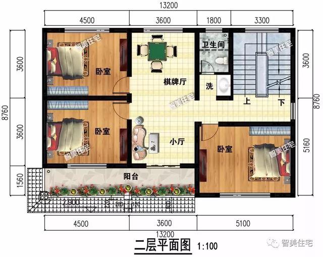 面寬13米的兩層小別墅戶型方案圖，主體20多萬