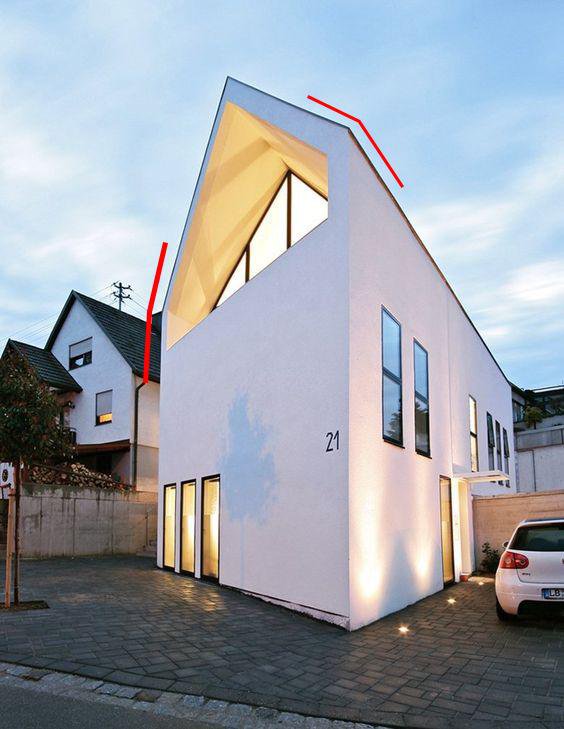 國外屋頂下沉式的農(nóng)村自建房，超薄，好看時尚