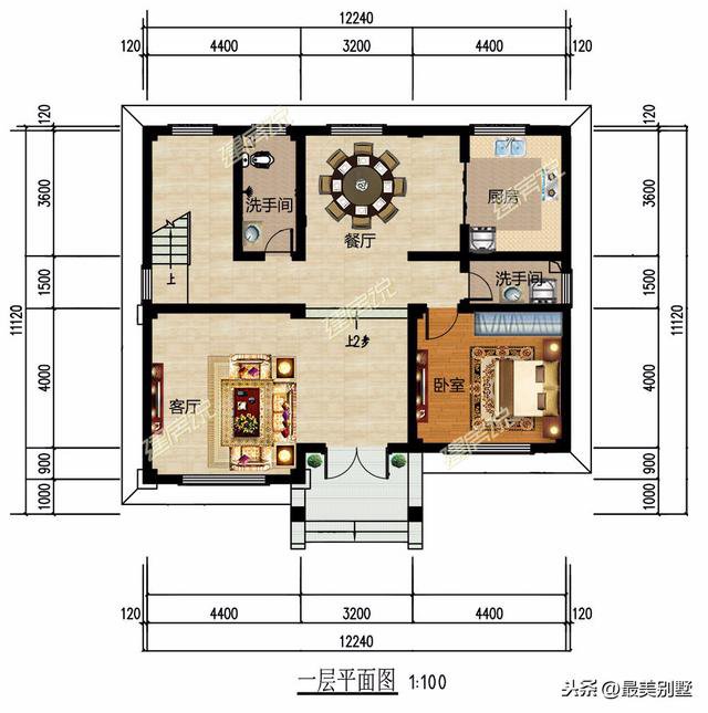 3款120平的簡歐農村房子戶型方案圖，50萬預算足矣