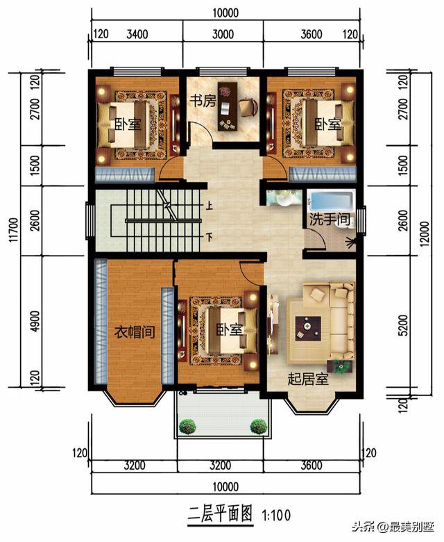 3款120平的簡歐農村房子戶型方案圖，50萬預算足矣