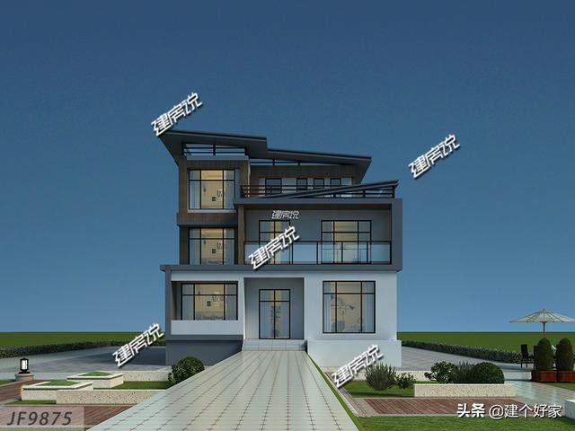 現(xiàn)代平屋頂設(shè)計三層樓房子戶型圖，預(yù)算36萬