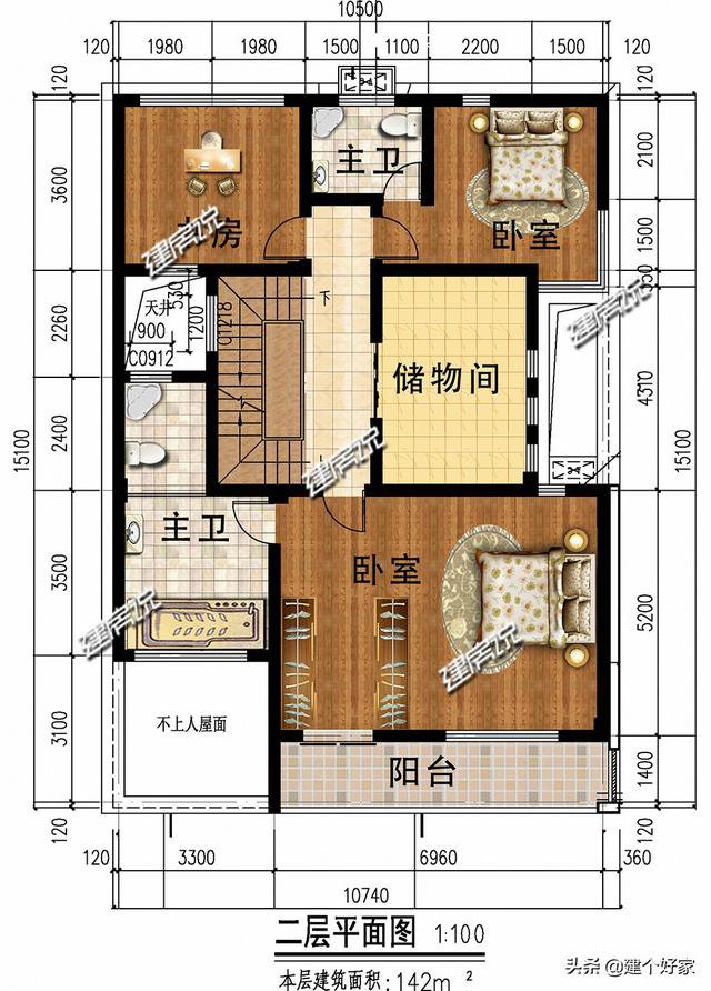 現(xiàn)代平屋頂設(shè)計三層樓房子戶型圖，預(yù)算36萬
