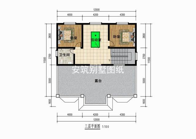 12*11米的二層半簡歐農(nóng)村房子戶型圖，適合農(nóng)村建