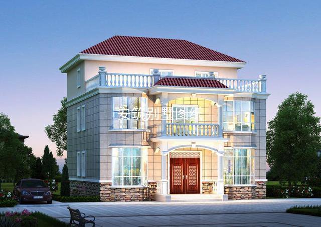 12*11米的二層半簡歐農(nóng)村房子戶型圖，適合農(nóng)村建