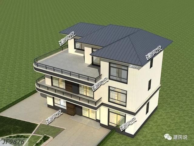 80后和90后喜歡的三層現(xiàn)代樓房戶型圖，城市房價高，回老家建一棟