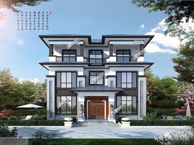 新中式四合院風(fēng)格三層自建房戶型圖，大氣高端有內(nèi)涵