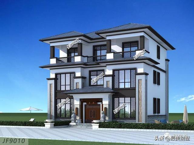 新中式四合院風(fēng)格三層自建房戶型圖，大氣高端有內(nèi)涵