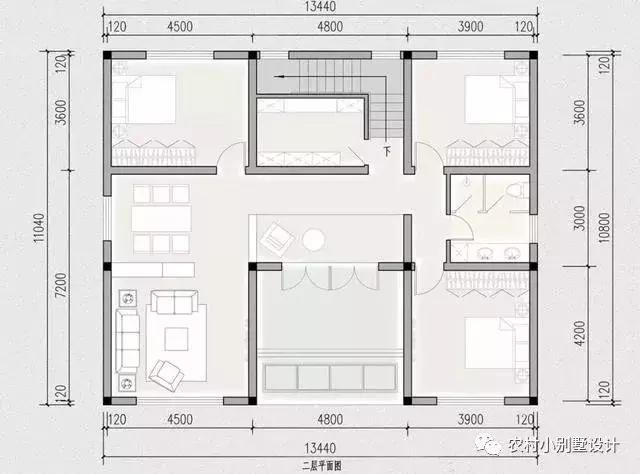 16款農(nóng)村兩層住宅鄉(xiāng)墅戶型圖，顏值比較高