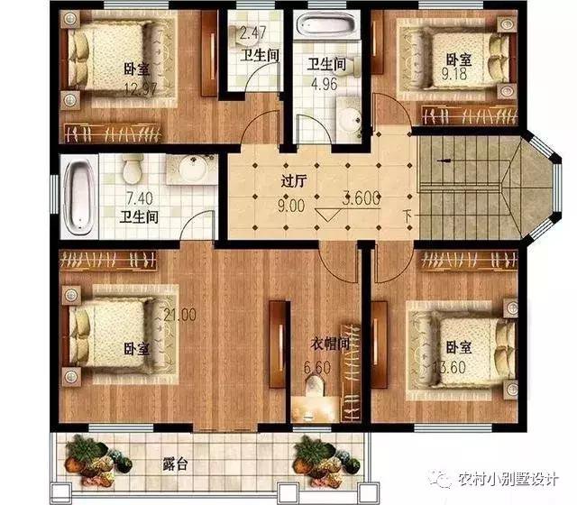 16款農(nóng)村兩層住宅鄉(xiāng)墅戶型圖，顏值比較高