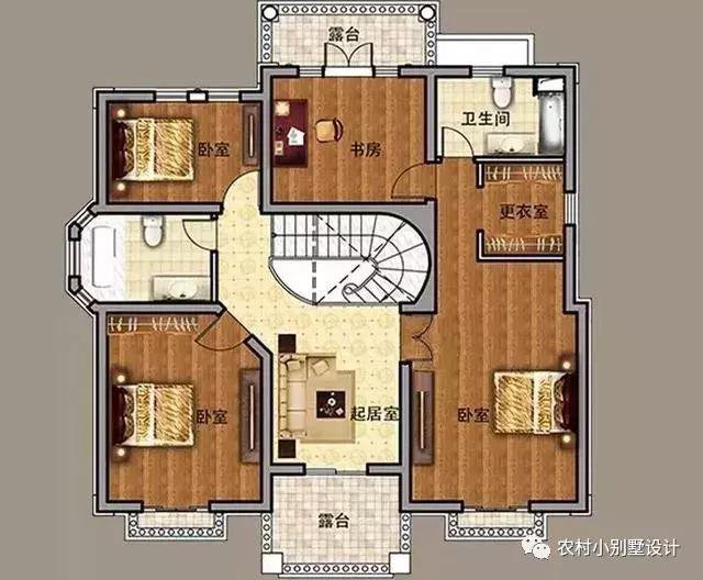 16款農(nóng)村兩層住宅鄉(xiāng)墅戶型圖，顏值比較高