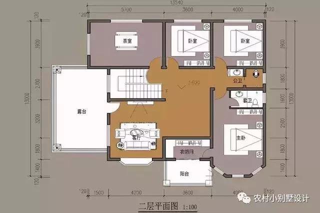 16款農(nóng)村兩層住宅鄉(xiāng)墅戶型圖，顏值比較高